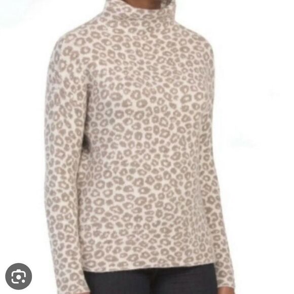 Christian Siriano mock neck wool blend leopard print sweater medium - Picture 1 of 8